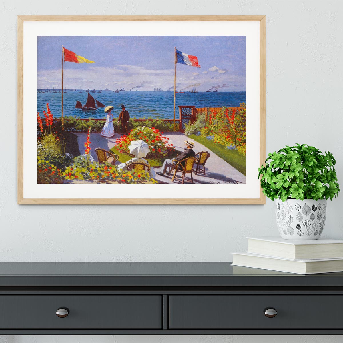 Garden at Sainte Adresse 2 by Monet Framed Print - Canvas Art Rocks - 3