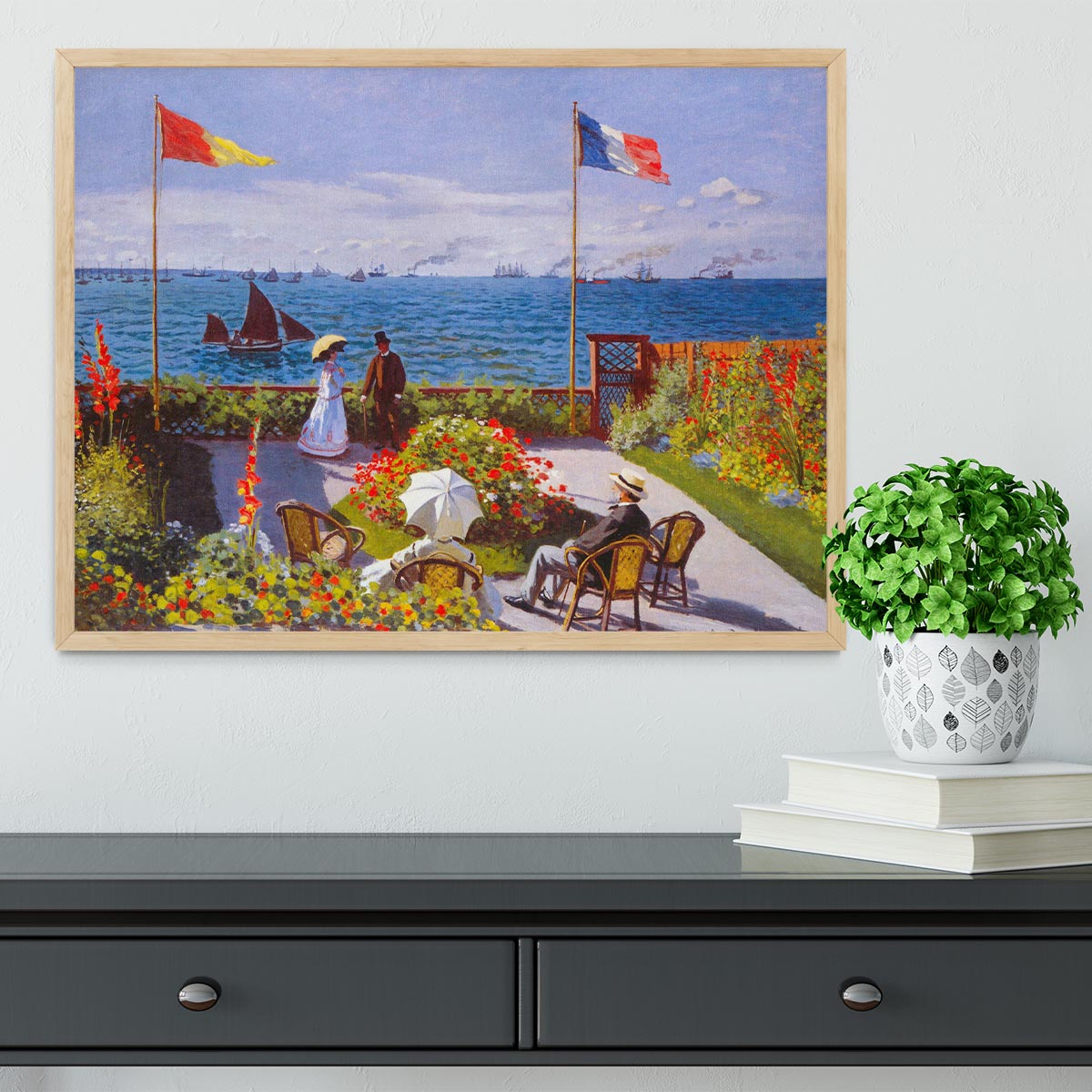 Garden at Sainte Adresse 2 by Monet Framed Print - Canvas Art Rocks - 4