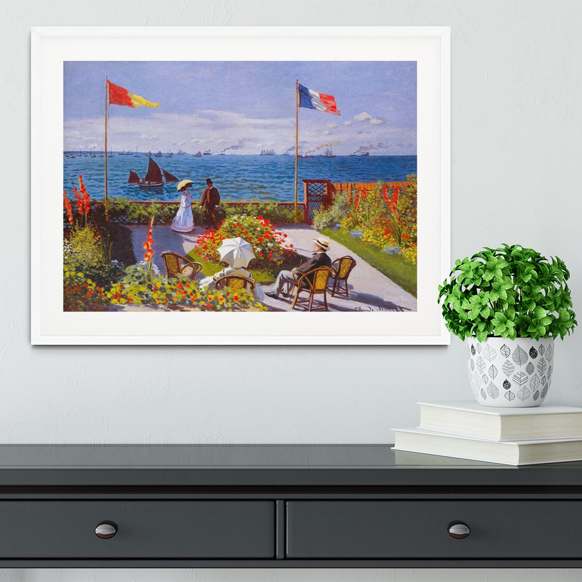 Garden at Sainte Adresse 2 by Monet Framed Print - Canvas Art Rocks - 5