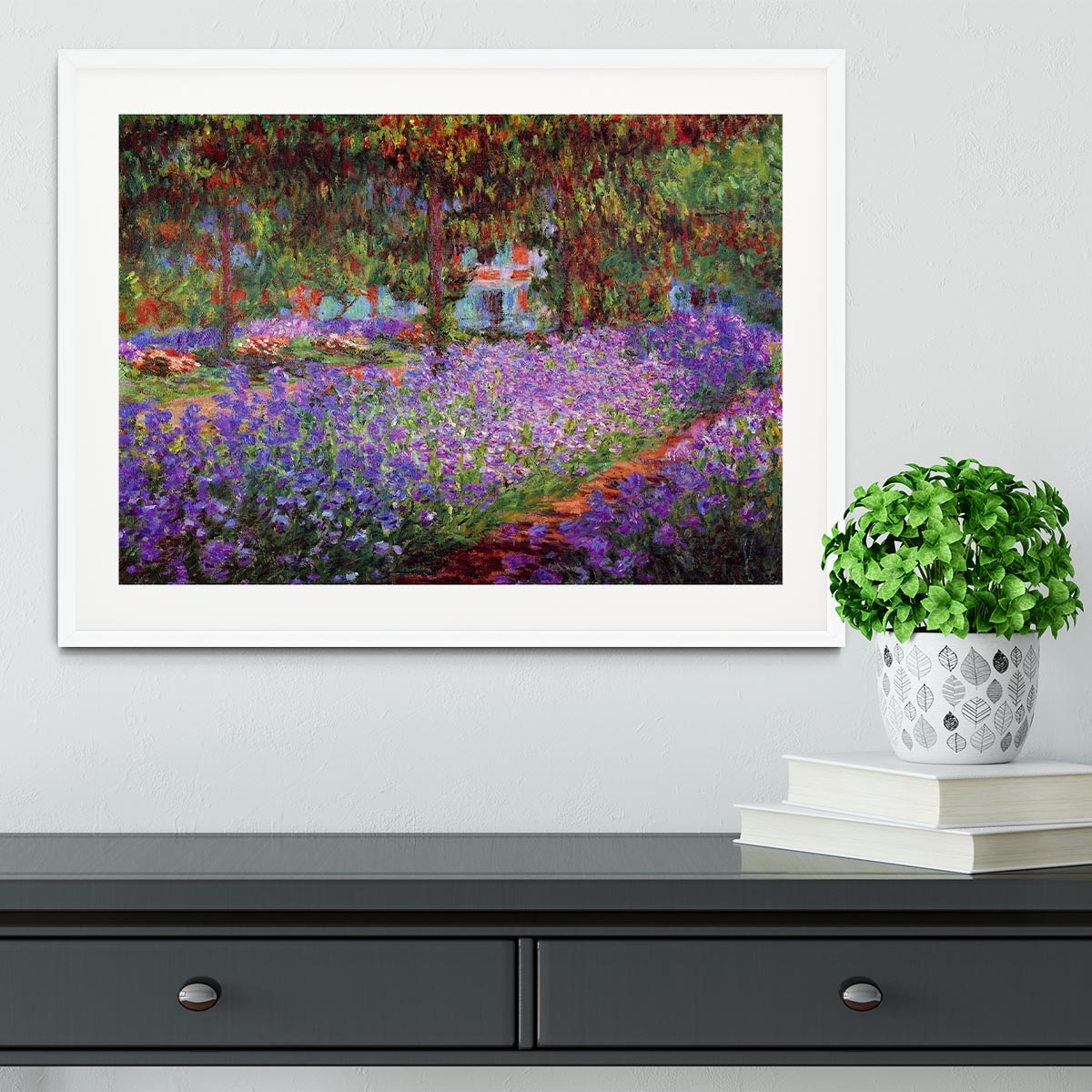 Garden in Giverny by Monet Framed Print - Canvas Art Rocks - 5