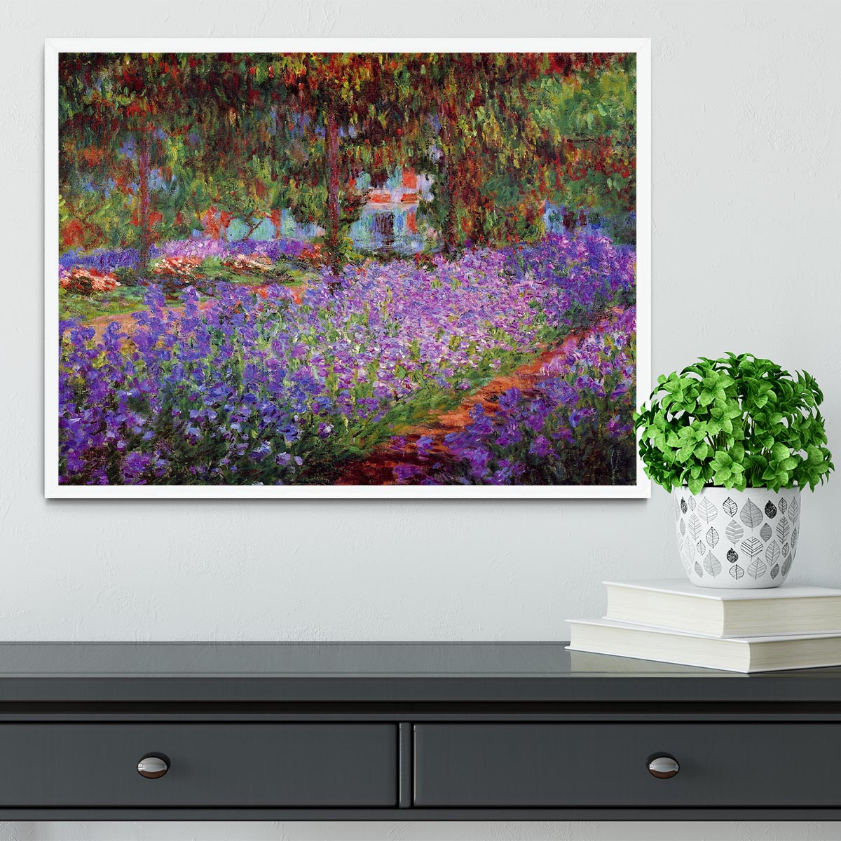 Garden in Giverny by Monet Framed Print - Canvas Art Rocks -6