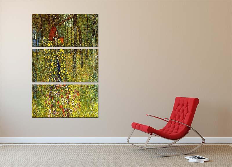 Garden with crucifix by Klimt 3 Split Panel Canvas Print - Canvas Art Rocks - 2