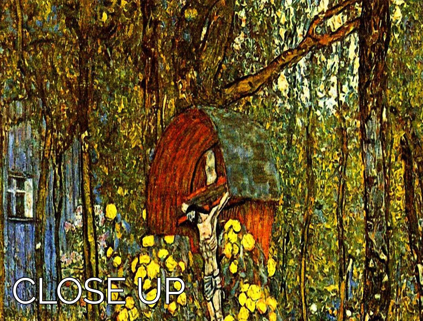 Garden with crucifix by Klimt 3 Split Panel Canvas Print - Canvas Art Rocks - 3