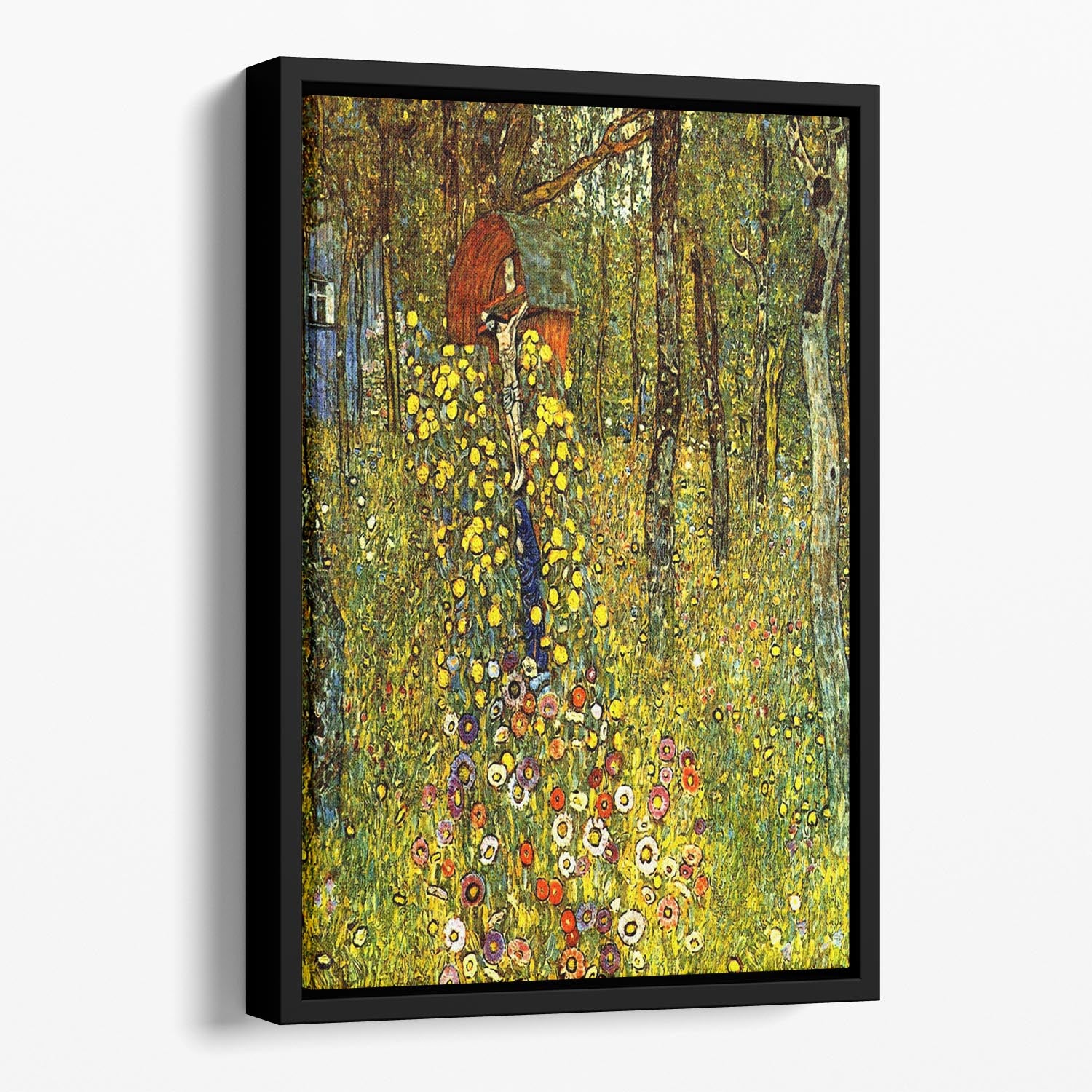 Garden with crucifix by Klimt Floating Framed Canvas