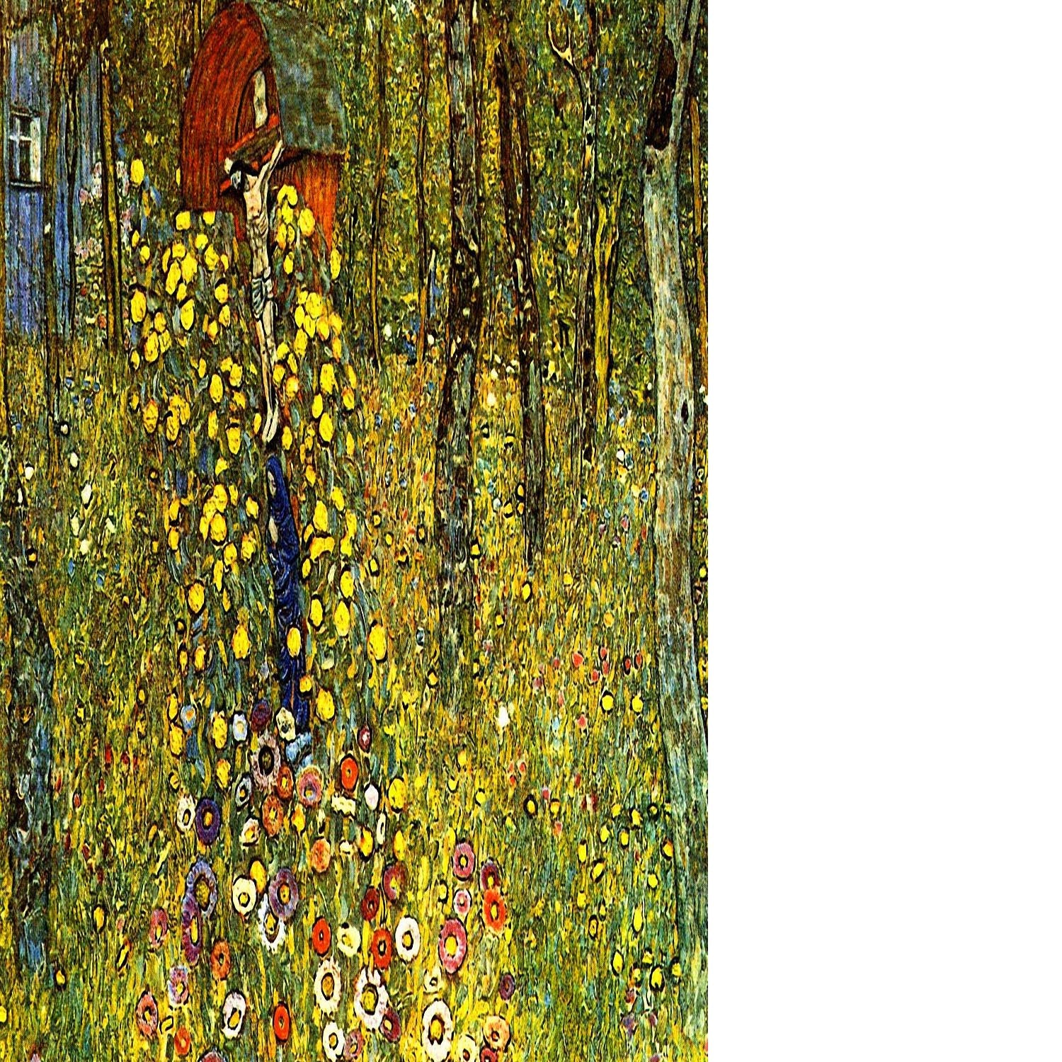 Garden with crucifix by Klimt Floating Framed Canvas