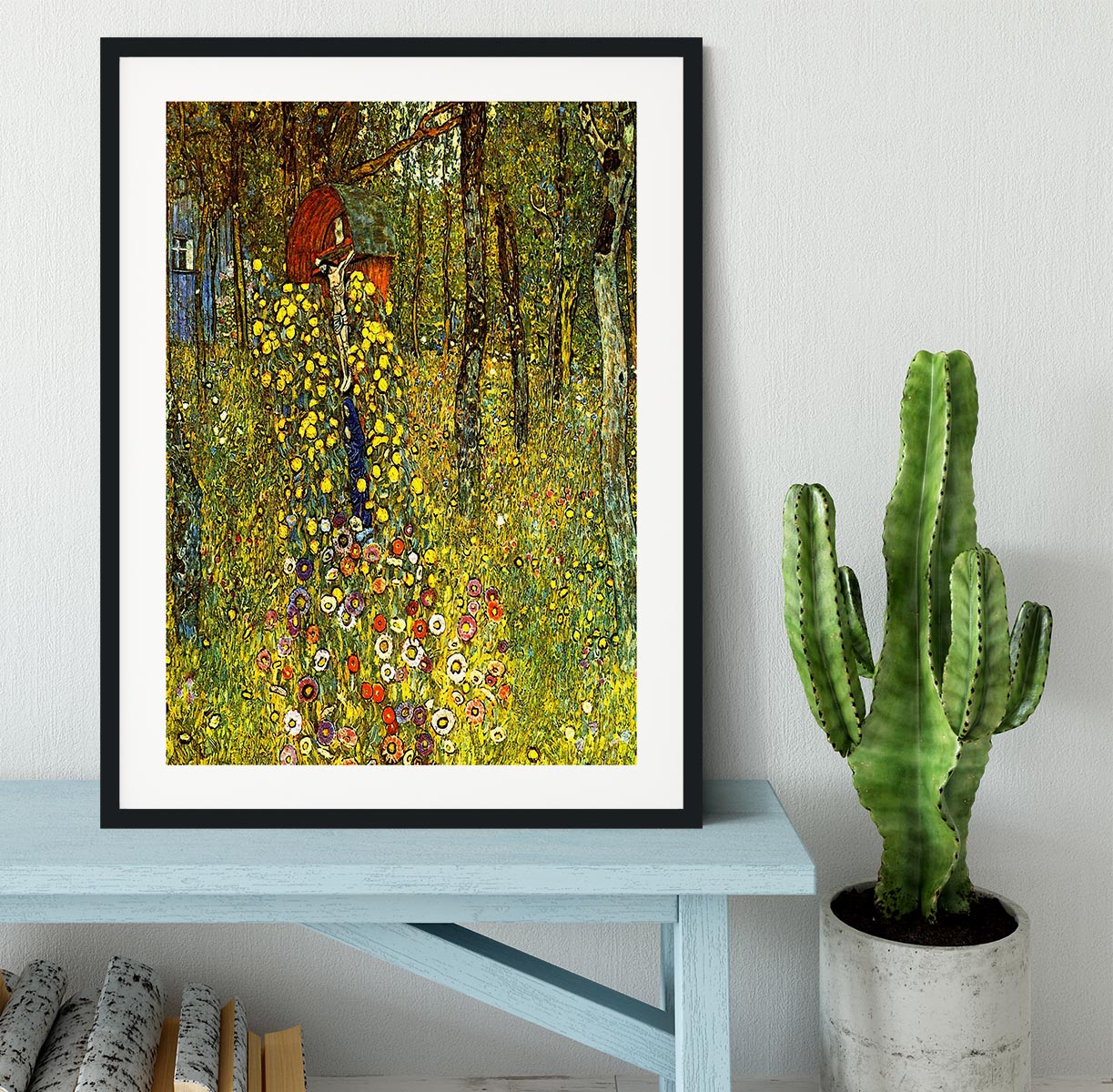 Garden with crucifix by Klimt Framed Print - Canvas Art Rocks - 1