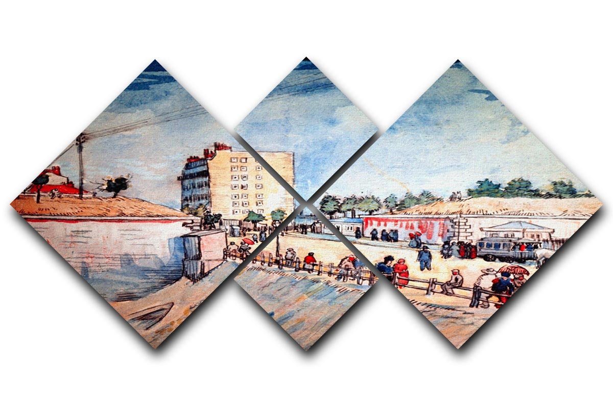 Gate in the Paris Ramparts by Van Gogh 4 Square Multi Panel Canvas  - Canvas Art Rocks - 1