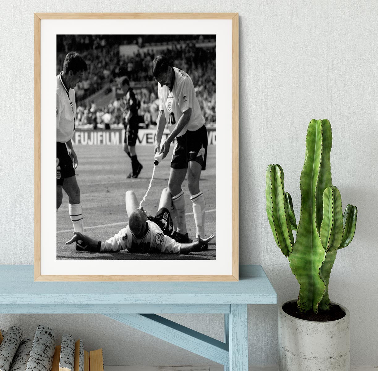 Gazza celebrates Euro 96 qualifiers Framed Print - Canvas Art Rocks - 3