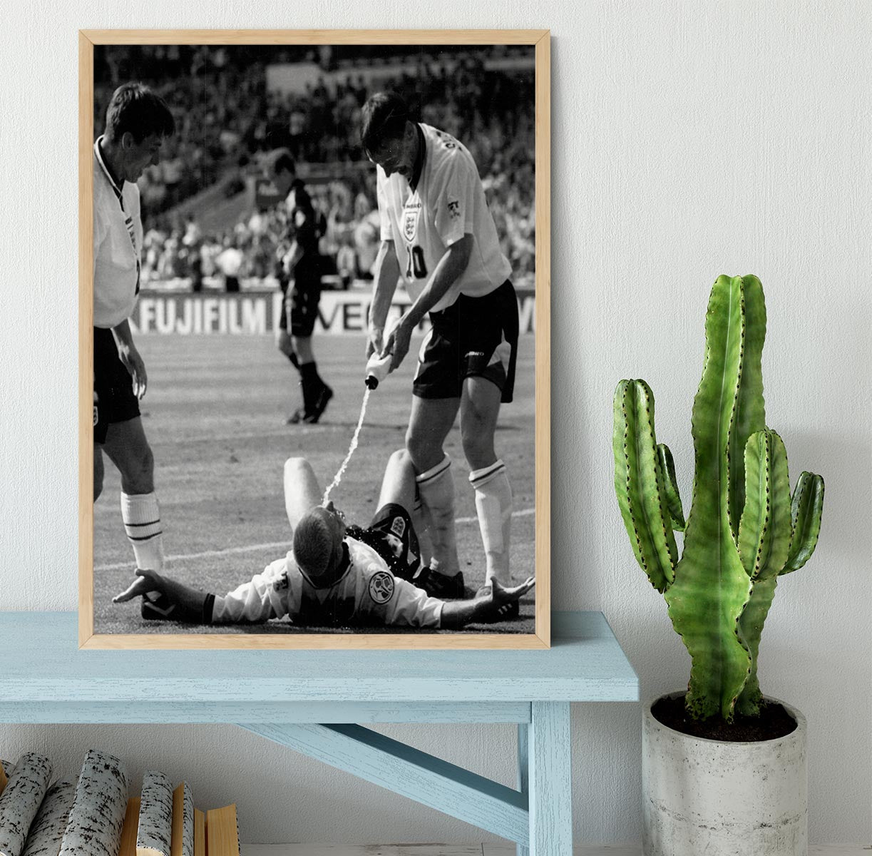Gazza celebrates Euro 96 qualifiers Framed Print - Canvas Art Rocks - 4