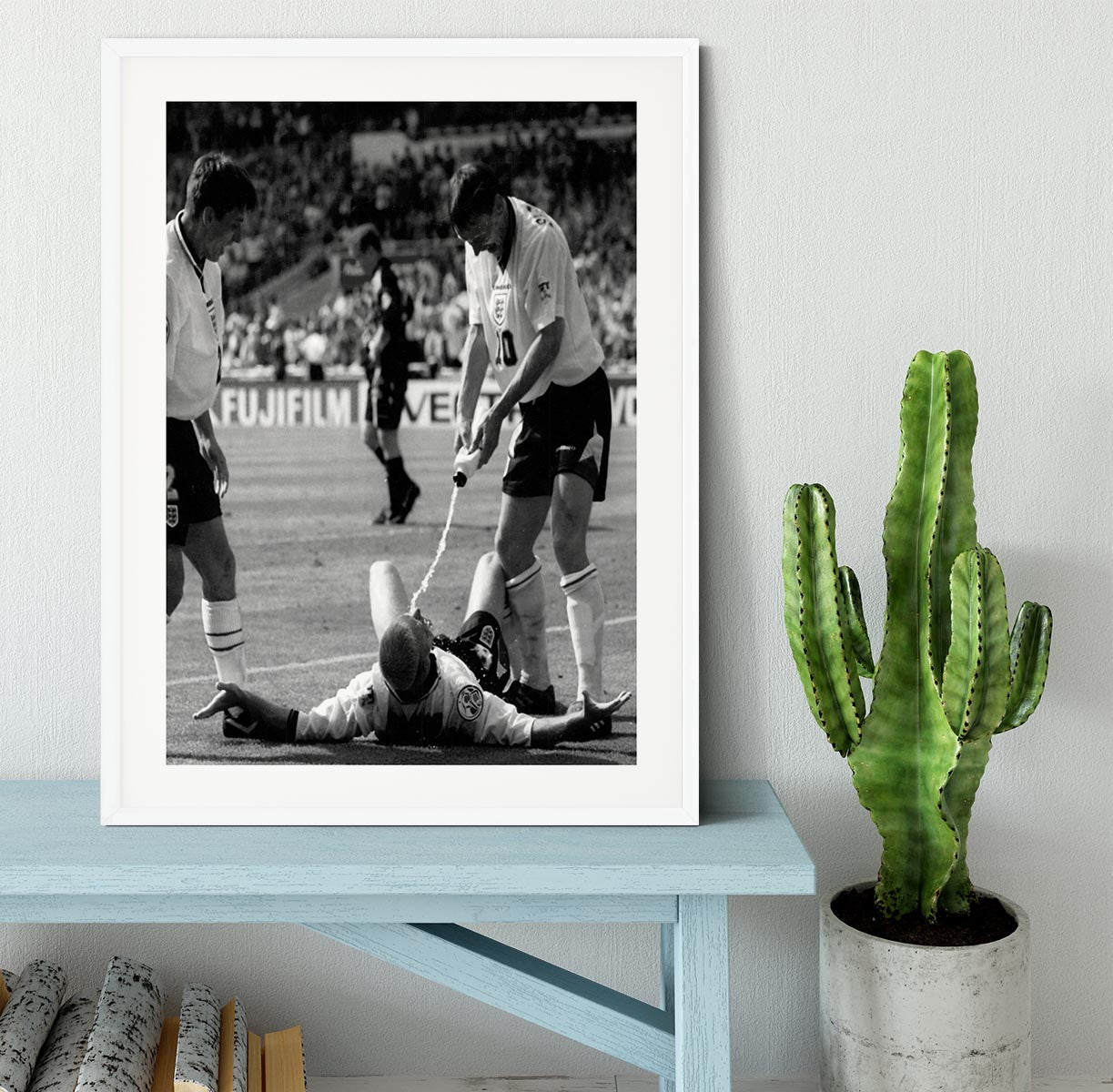 Gazza celebrates Euro 96 qualifiers Framed Print - Canvas Art Rocks - 5