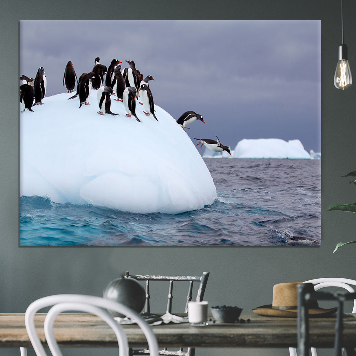 Gentoo penguin jumping into water Canvas Print or Poster - Canvas Art Rocks - 3