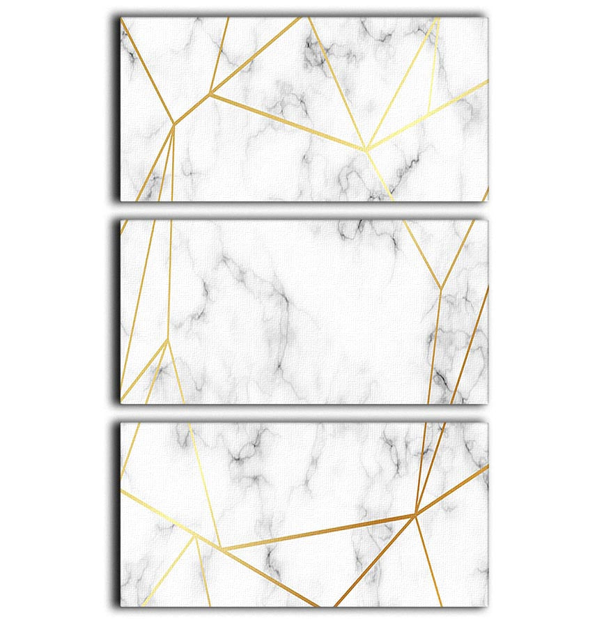 Geometric Gold Patterned Marble 3 Split Panel Canvas Print - Canvas Art Rocks - 1