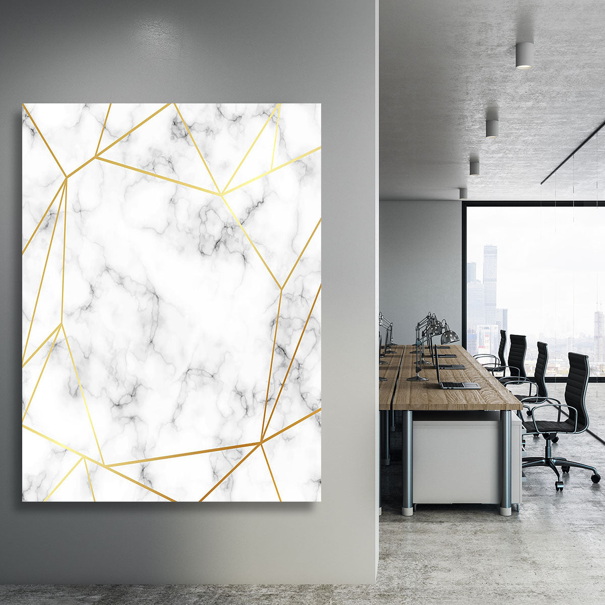 Geometric Gold Patterned Marble Canvas Print or Poster - Canvas Art Rocks - 3