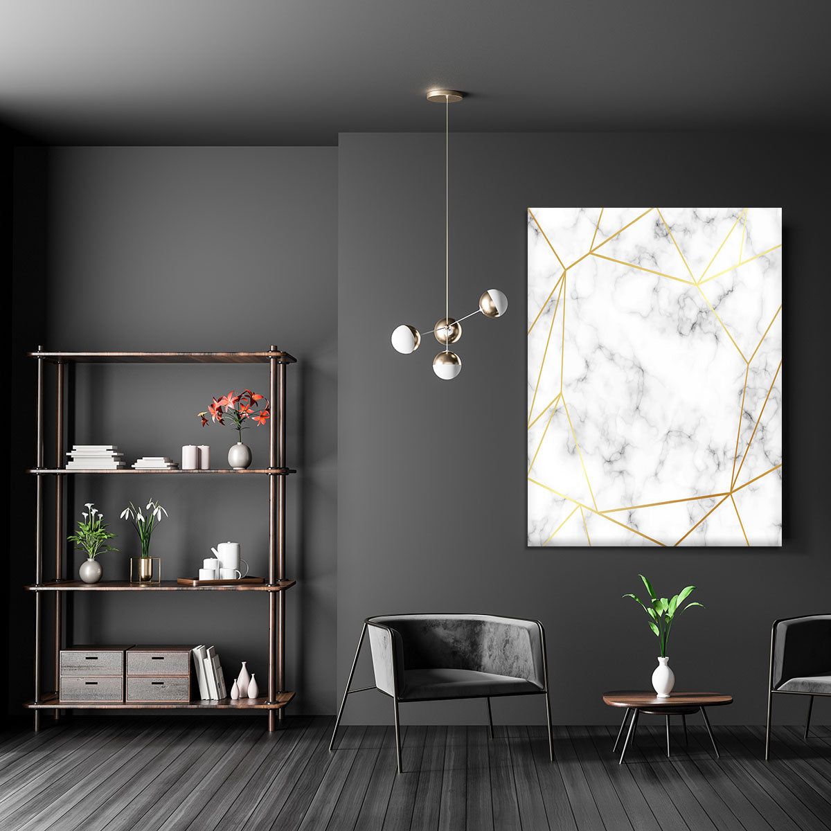 Geometric Gold Patterned Marble Canvas Print or Poster - Canvas Art Rocks - 5