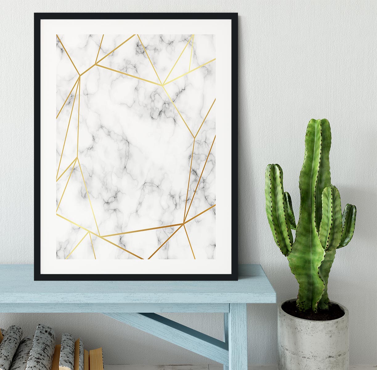 Geometric Gold Patterned Marble Framed Print - Canvas Art Rocks - 1