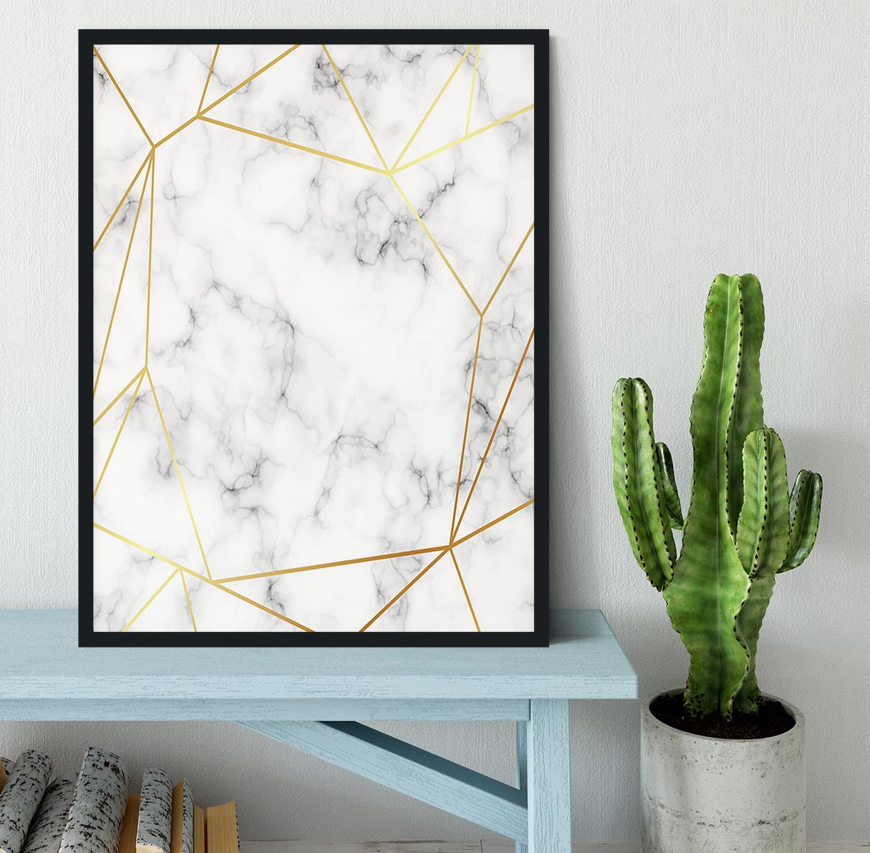 Geometric Gold Patterned Marble Framed Print - Canvas Art Rocks - 2