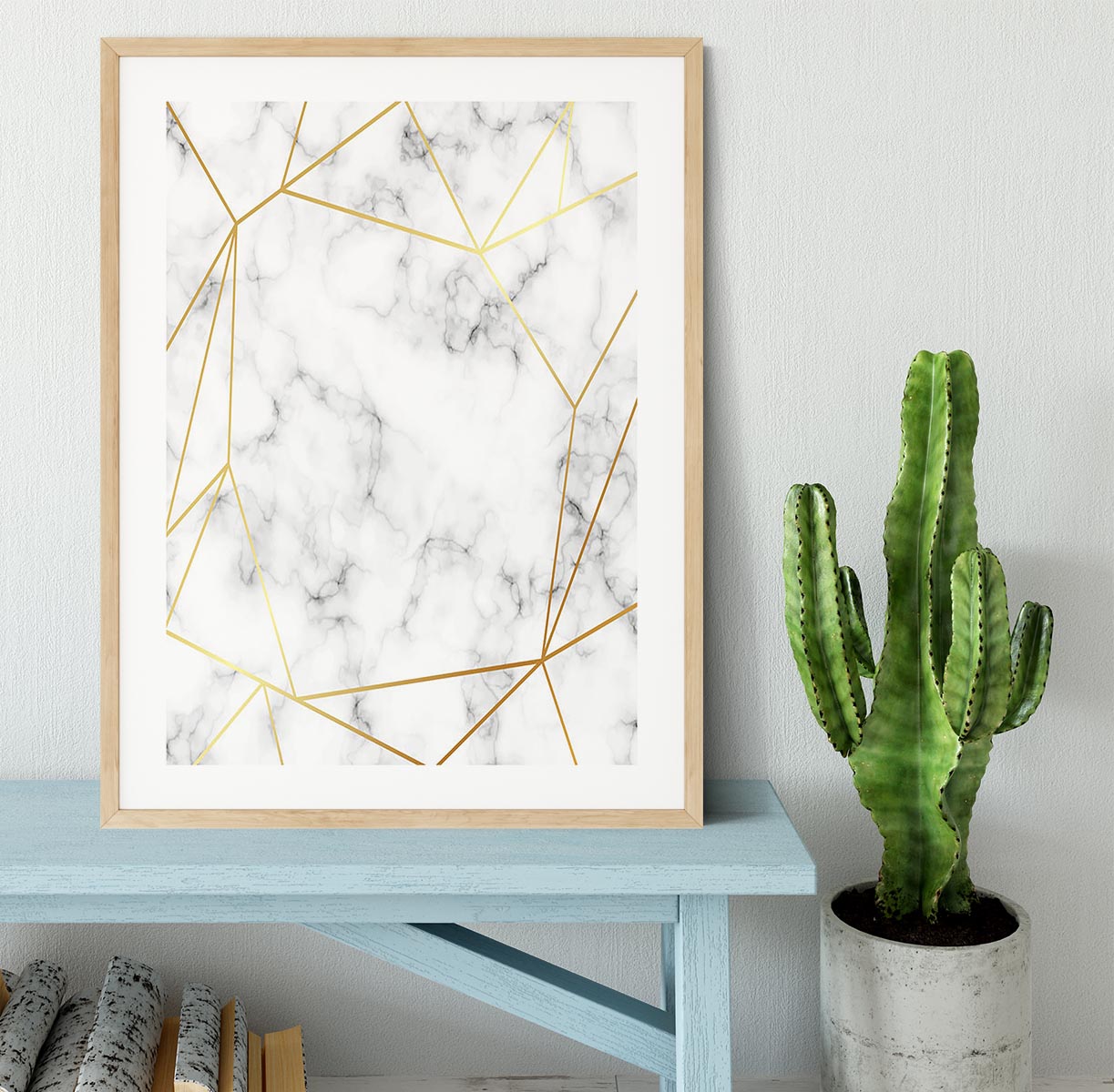 Geometric Gold Patterned Marble Framed Print - Canvas Art Rocks - 3