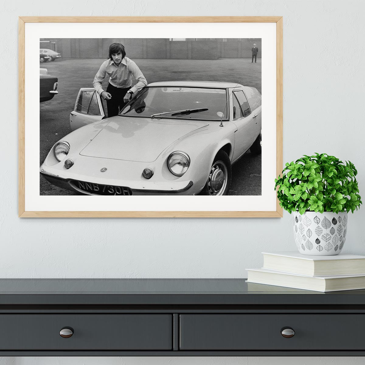 George Best with his Lotus Europa Framed Print - Canvas Art Rocks - 3