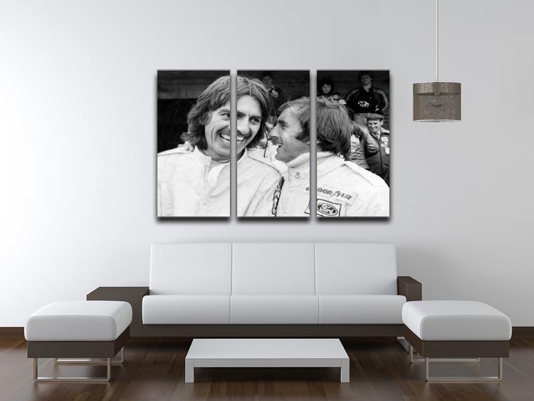George Harrison and racing driver Jackie Stewart 3 Split Panel Canvas Print - Canvas Art Rocks - 3
