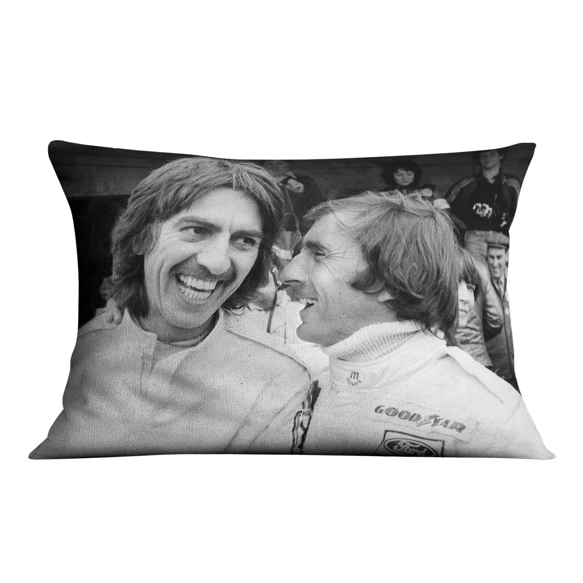 George Harrison and racing driver Jackie Stewart Cushion