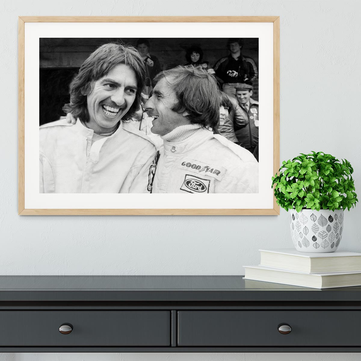 George Harrison and racing driver Jackie Stewart Framed Print - Canvas Art Rocks - 3