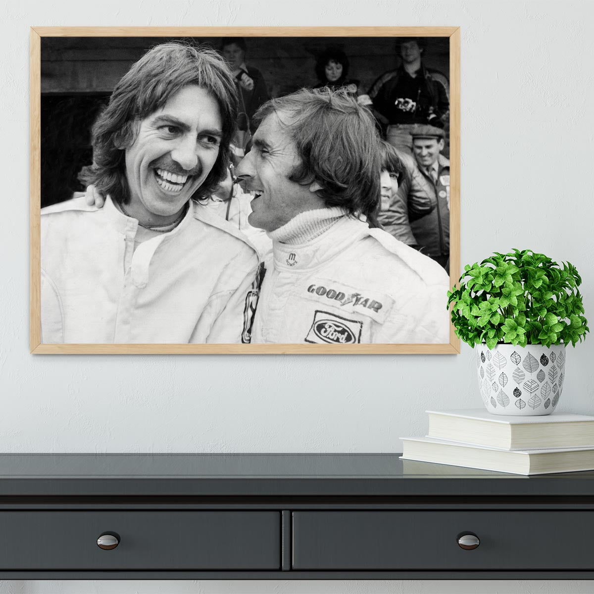 George Harrison and racing driver Jackie Stewart Framed Print - Canvas Art Rocks - 4