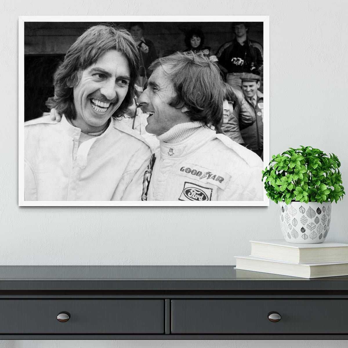 George Harrison and racing driver Jackie Stewart Framed Print - Canvas Art Rocks -6