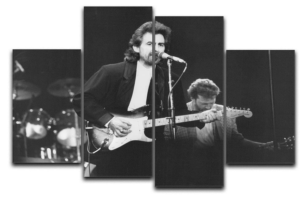 George Harrison at the Princes Trust concert in 1988 4 Split Panel Canvas  - Canvas Art Rocks - 1