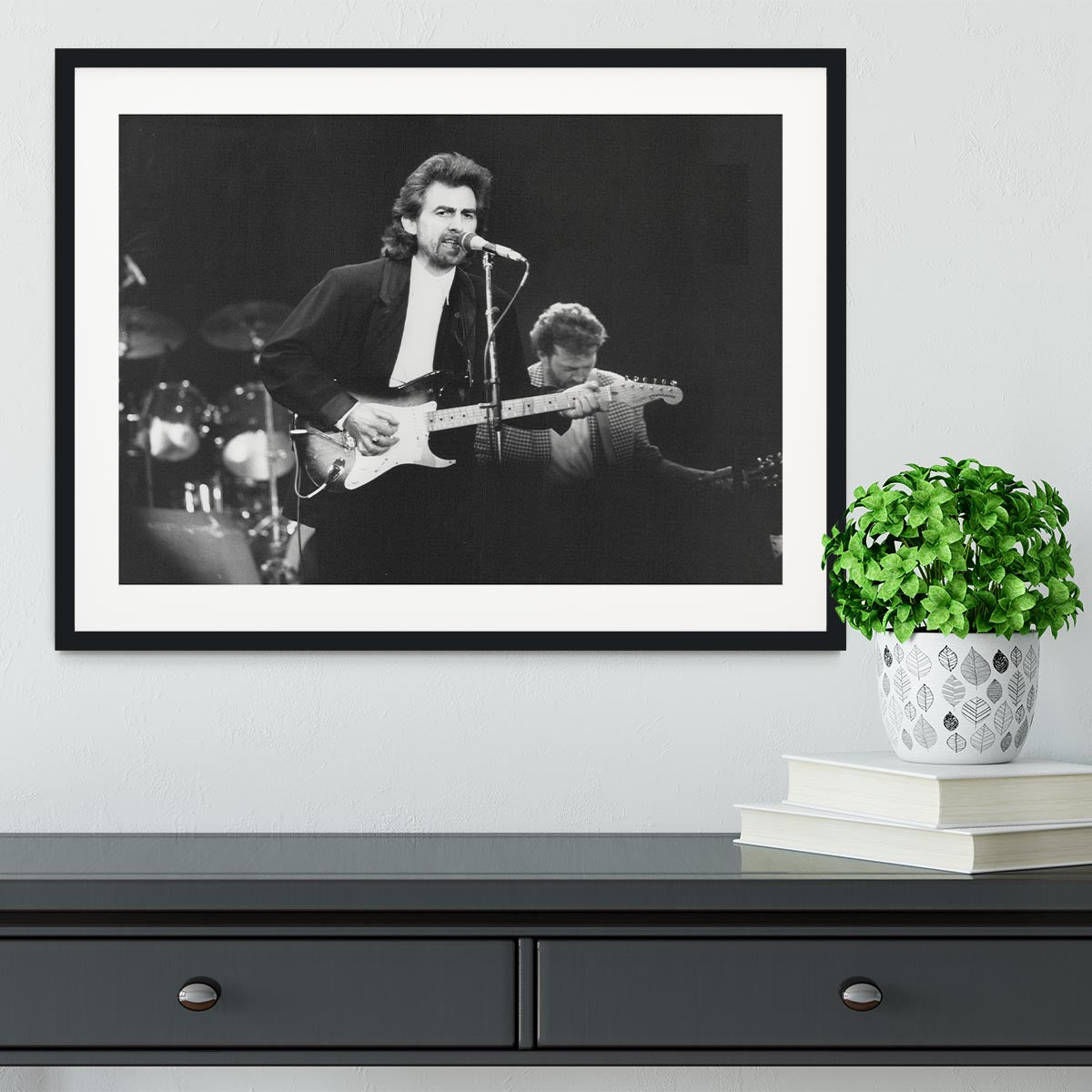 George Harrison at the Princes Trust concert in 1988 Framed Print - Canvas Art Rocks - 1
