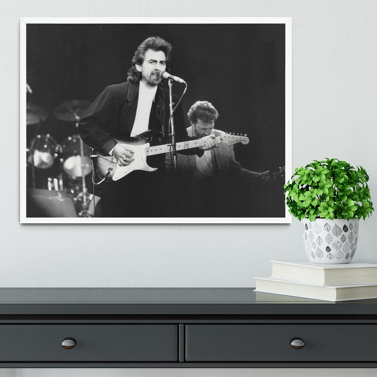 George Harrison at the Princes Trust concert in 1988 Framed Print - Canvas Art Rocks -6