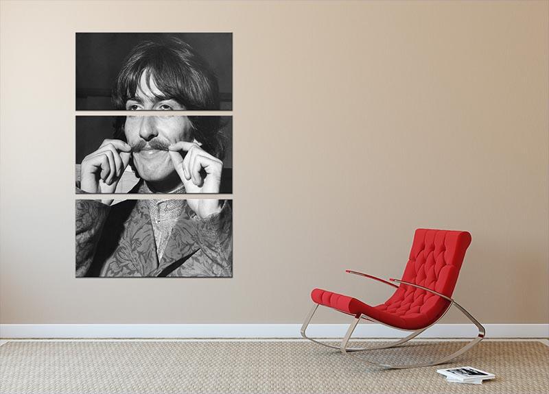 George Harrison plays with his moustache 3 Split Panel Canvas Print - Canvas Art Rocks - 2