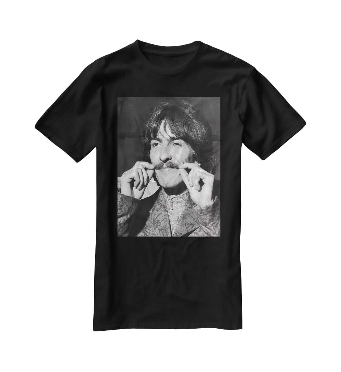 George Harrison plays with his moustache T-Shirt - Canvas Art Rocks - 1