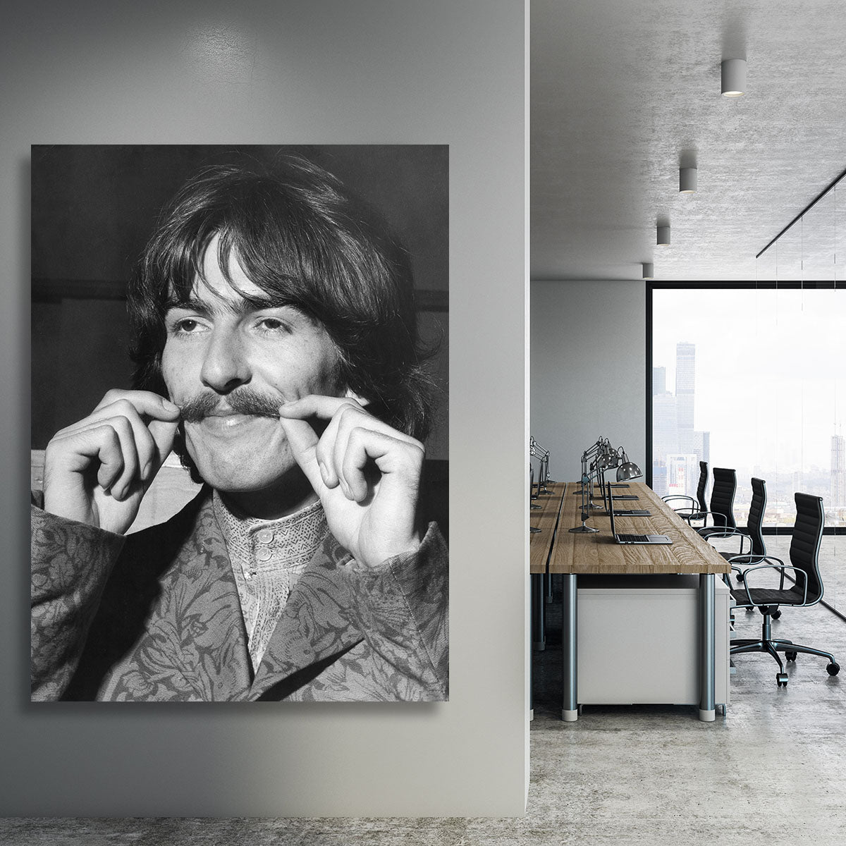 George Harrison plays with his moustache Canvas Print or Poster - Canvas Art Rocks - 3