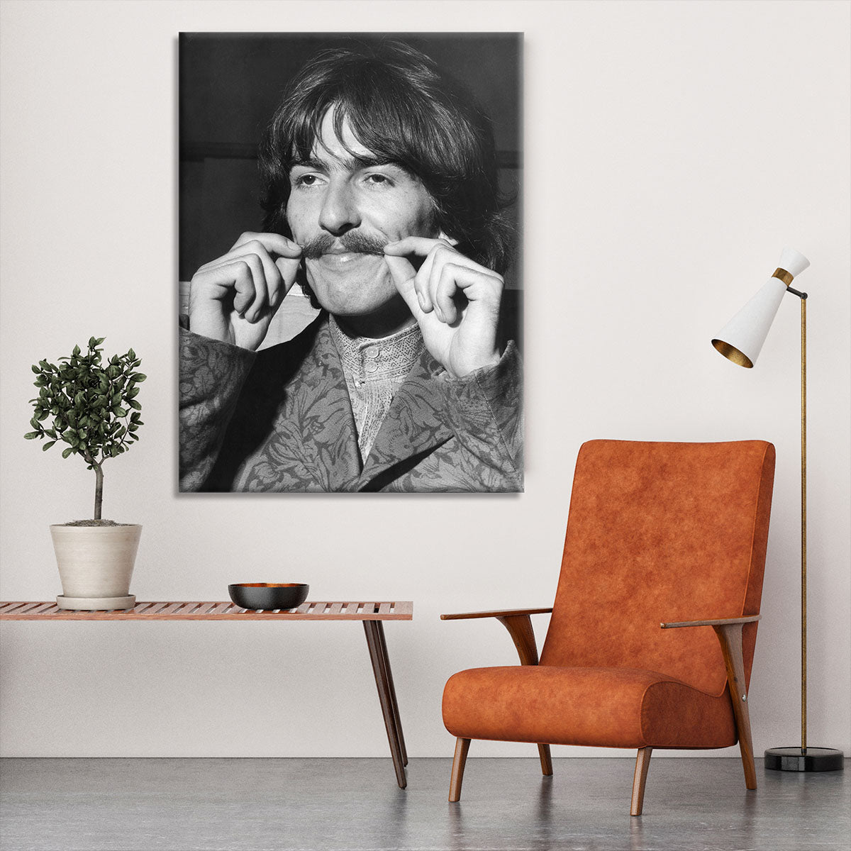 George Harrison plays with his moustache Canvas Print or Poster - Canvas Art Rocks - 6