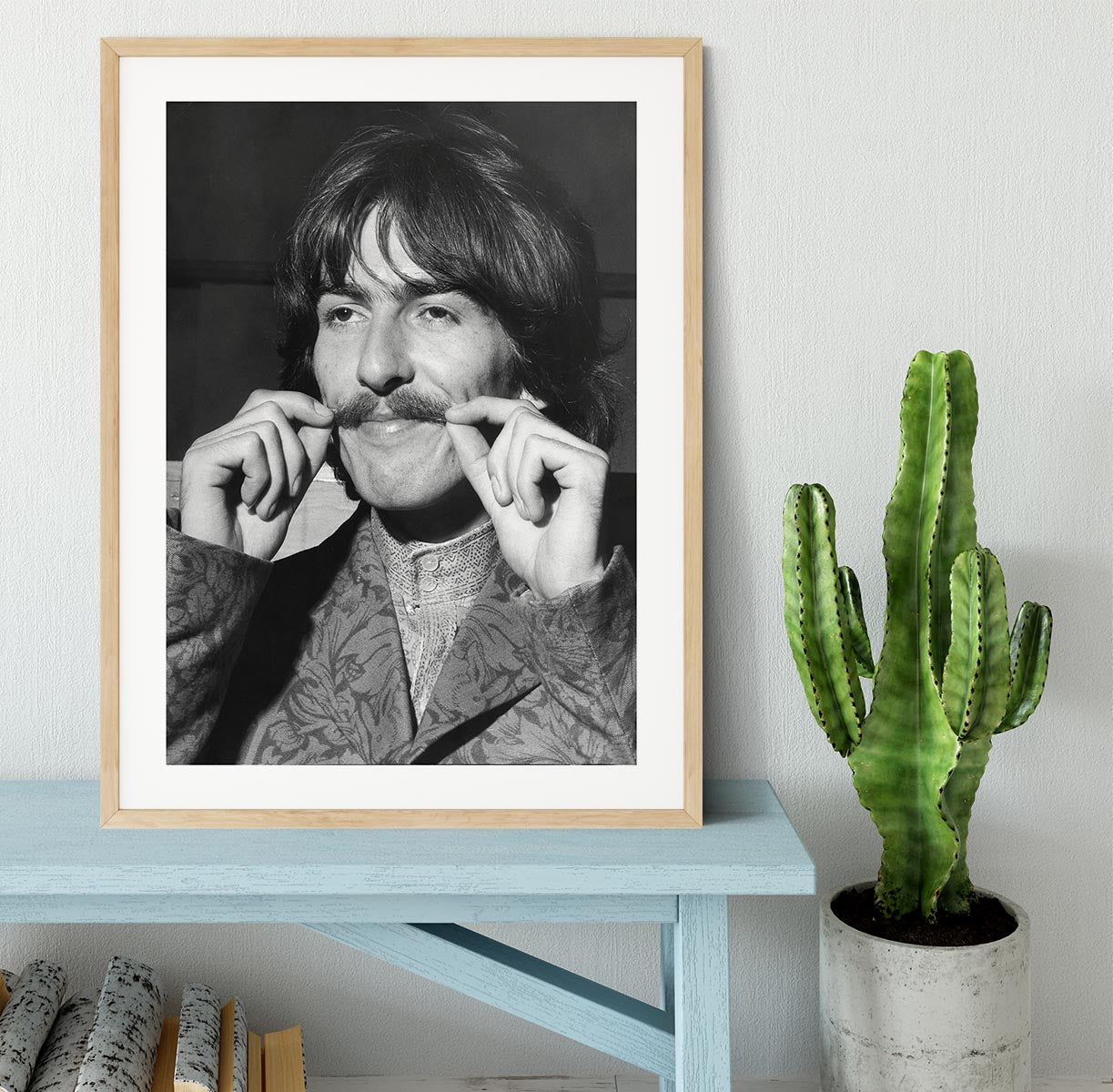 George Harrison plays with his moustache Framed Print - Canvas Art Rocks - 3