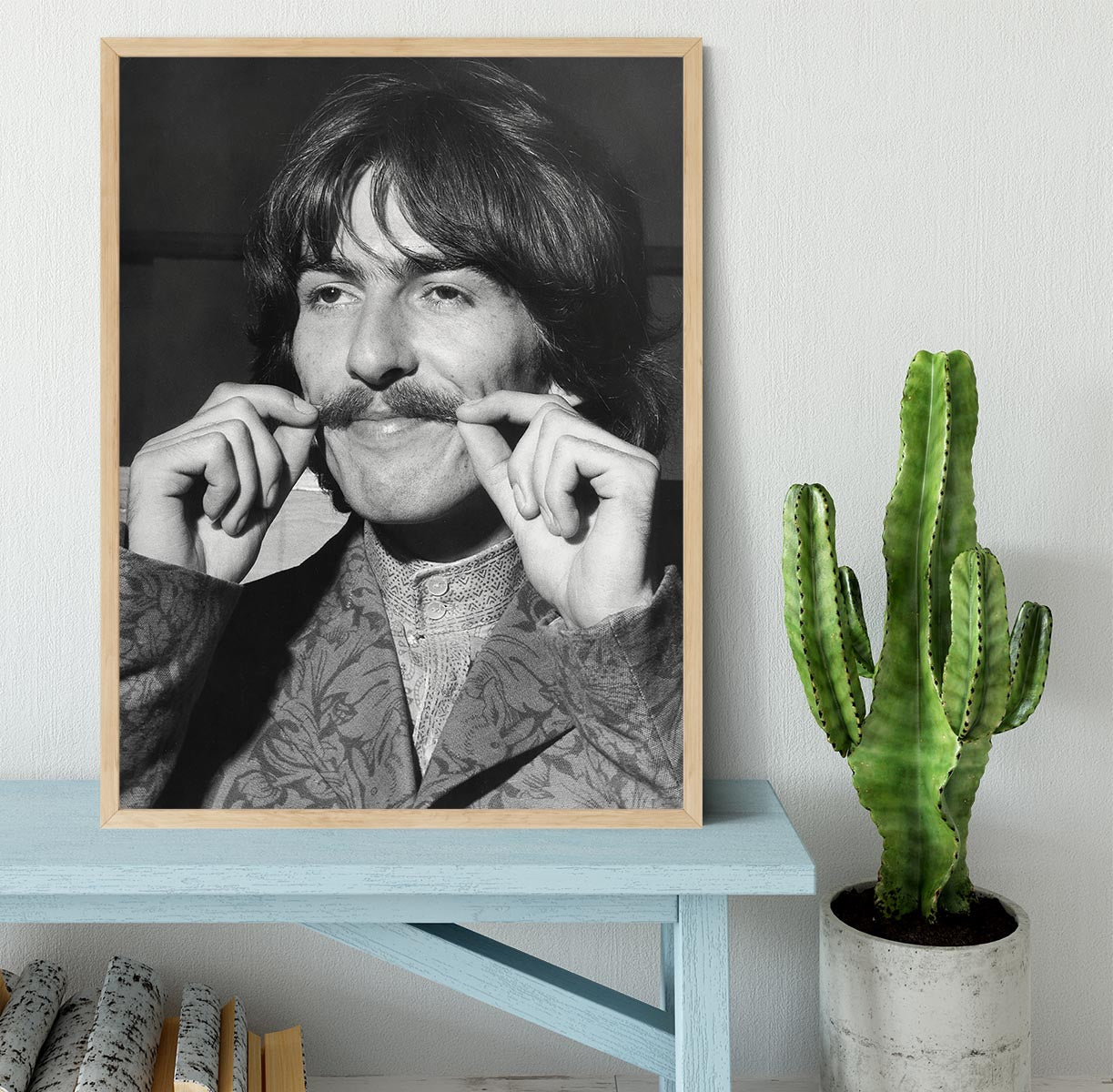 George Harrison plays with his moustache Framed Print - Canvas Art Rocks - 4