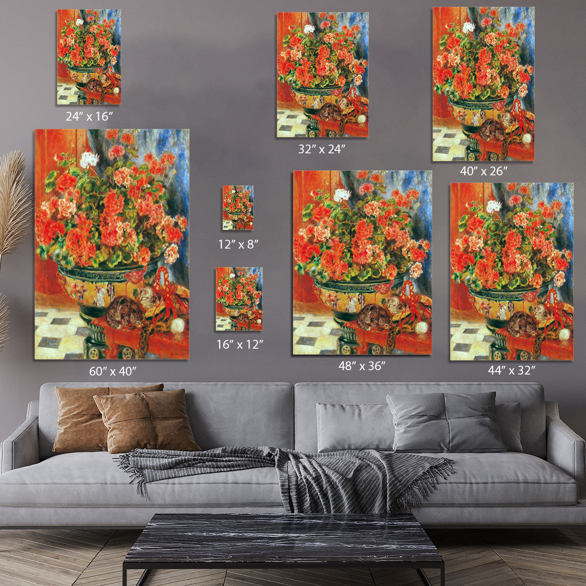 Geraniums and cats by Renoir Canvas Print or Poster - Canvas Art Rocks - 7