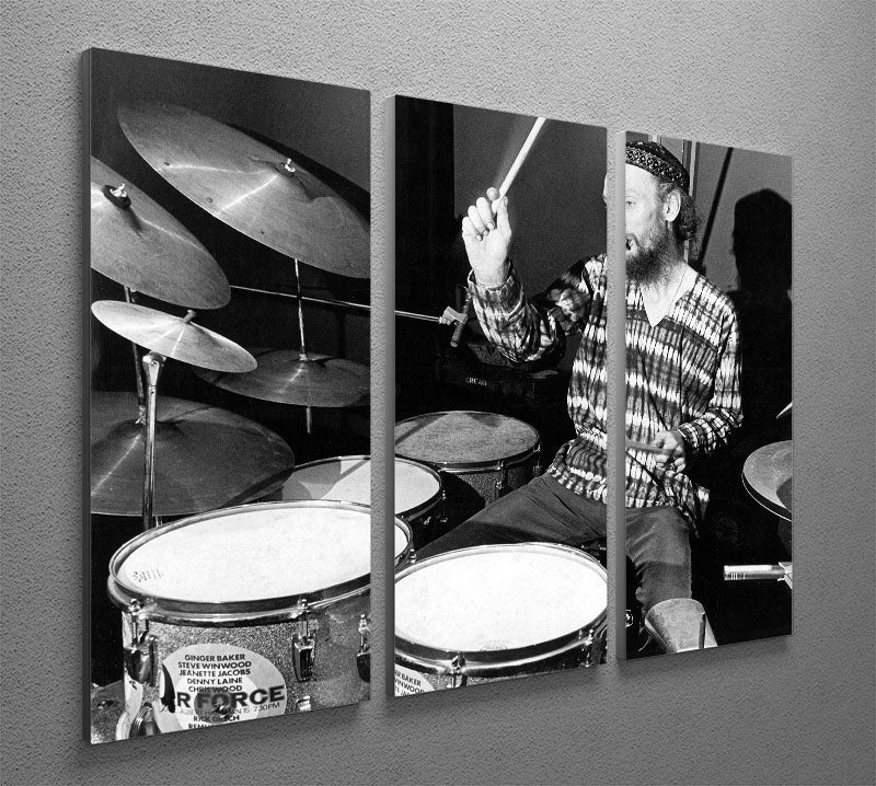 Ginger Baker on the drums 3 Split Panel Canvas Print - Canvas Art Rocks - 2