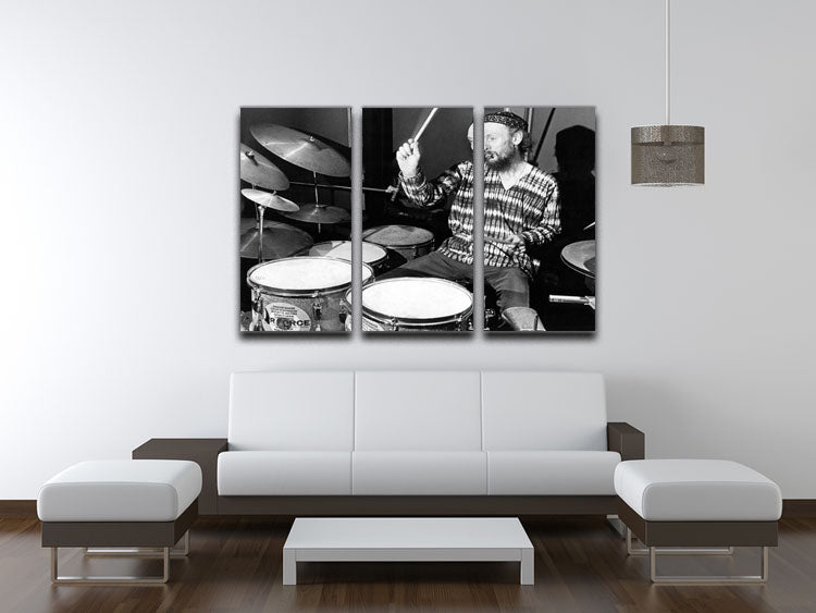 Ginger Baker on the drums 3 Split Panel Canvas Print - Canvas Art Rocks - 3