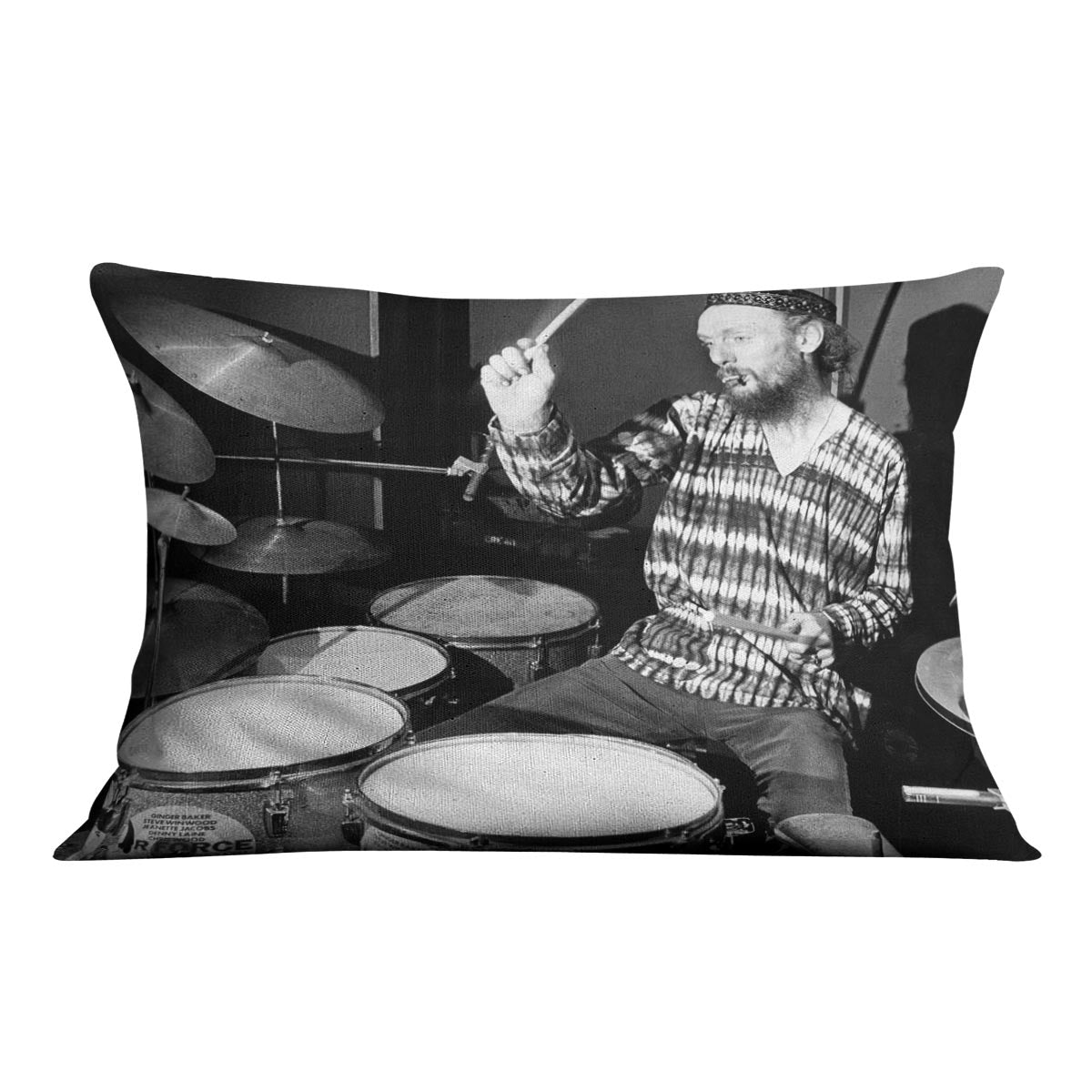 Ginger Baker on the drums Cushion - Canvas Art Rocks - 4