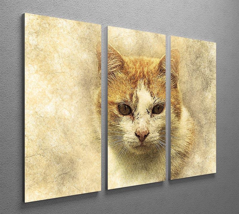 Ginger Cat Painting 3 Split Panel Canvas Print - Canvas Art Rocks - 2
