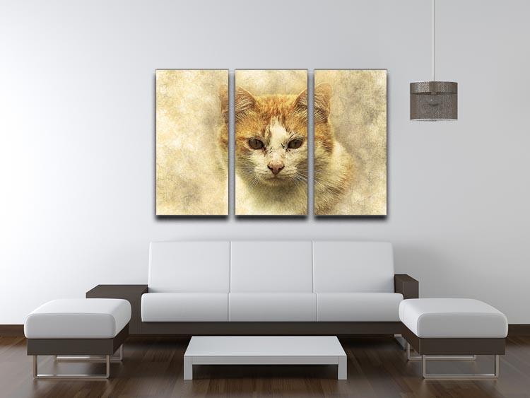 Ginger Cat Painting 3 Split Panel Canvas Print - Canvas Art Rocks - 3