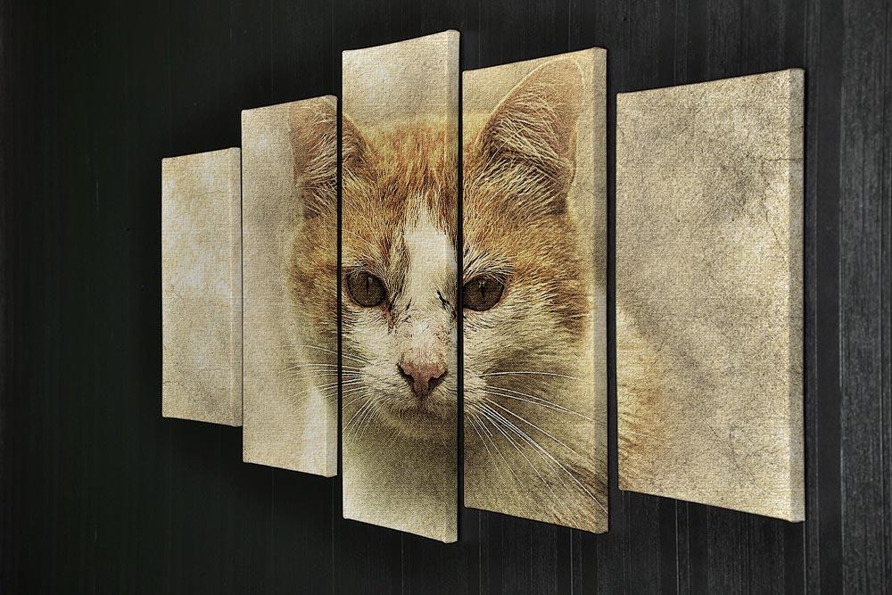 Ginger Cat Painting 5 Split Panel Canvas - Canvas Art Rocks - 2