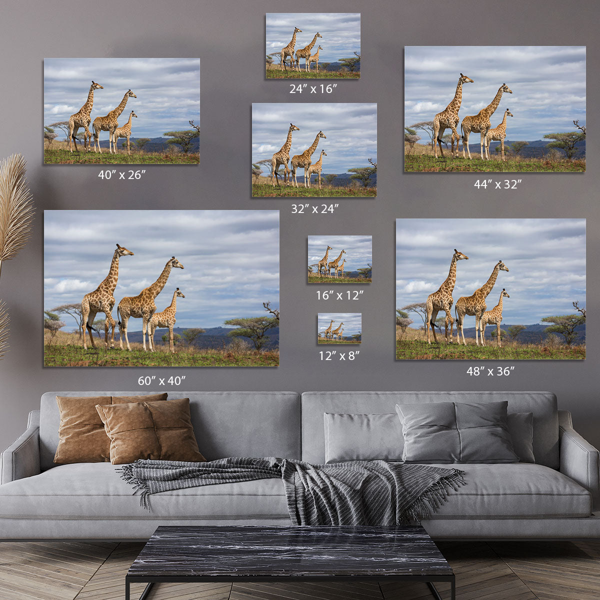 Giraffes in south africa game reserve Canvas Print or Poster - Canvas Art Rocks - 7