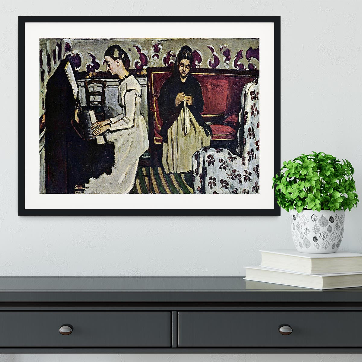 Girl at Piano by Cezanne Framed Print - Canvas Art Rocks - 1