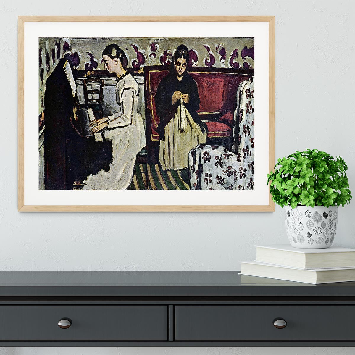 Girl at Piano by Cezanne Framed Print - Canvas Art Rocks - 3