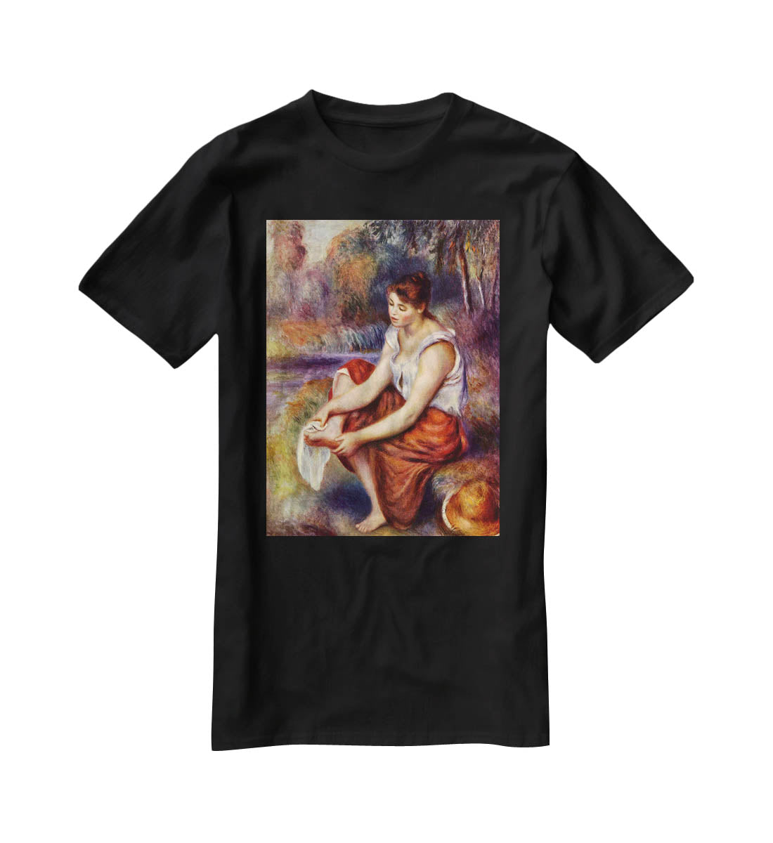 Girl dryes her feet by Renoir T-Shirt - Canvas Art Rocks - 1