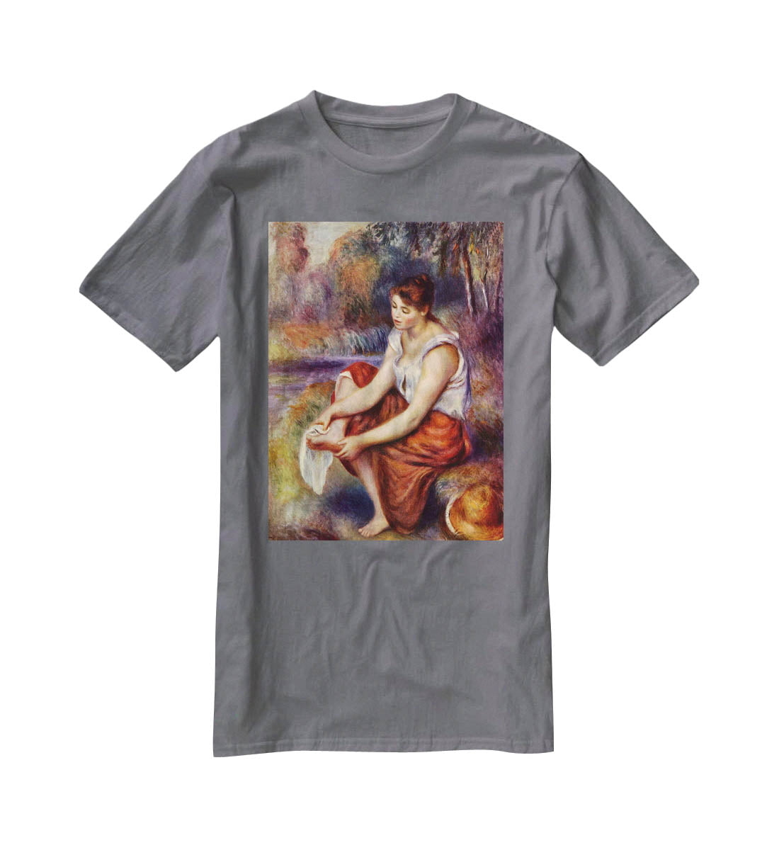 Girl dryes her feet by Renoir T-Shirt - Canvas Art Rocks - 3