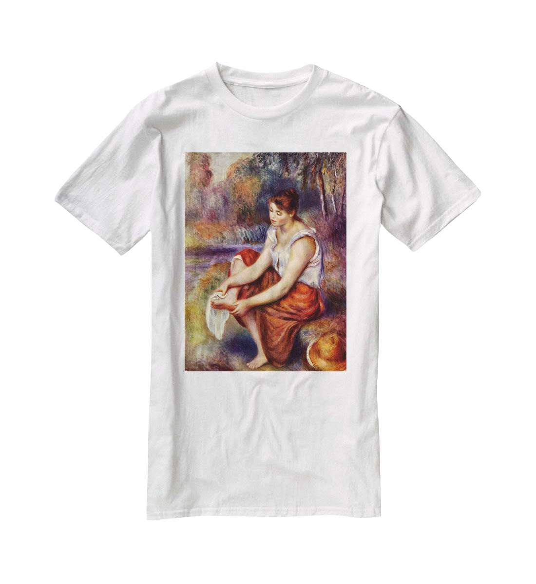 Girl dryes her feet by Renoir T-Shirt - Canvas Art Rocks - 5