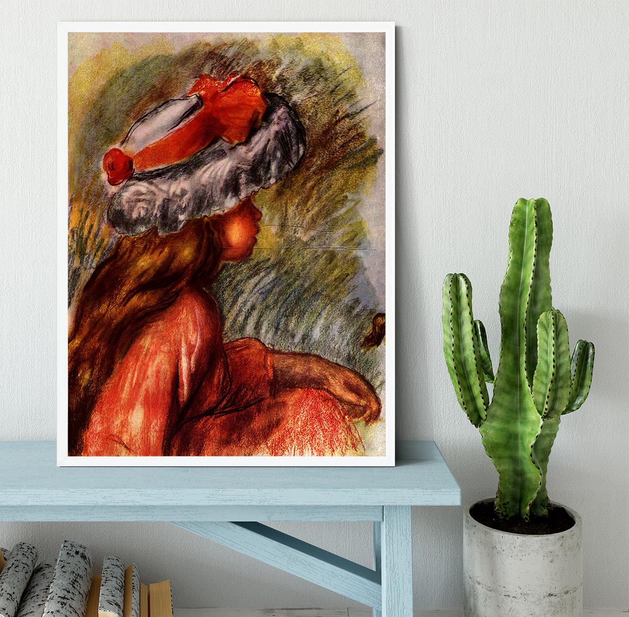 Girl head by Renoir Framed Print - Canvas Art Rocks -6